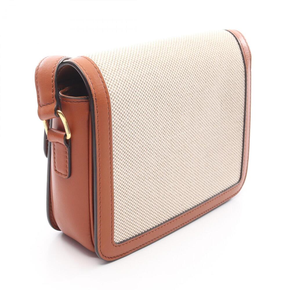 Celine Bag Ivory Leather Triomphe White Canvas Shoulder Teen Brown